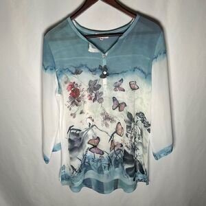 Women’s transparent butterfly top M